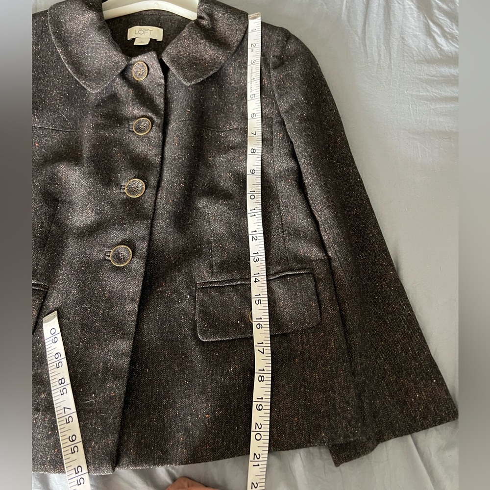 Ann Taylor LOFT Suit Women Dark Brown Tweed Wool Blazer and Pants Size 6 - Picture 15 of 16
